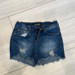Indigo Rein Dark Wash Jean Distressed Shorts